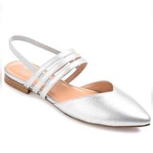 JOURNEE COLLECTION Womens Silver Goring Brinney Pointed Toe Slip On Slingback  8